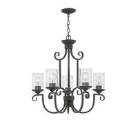 Lampadario Pendelleuchte Metallo Vetro E27 B:63,5 CM Nero Antico