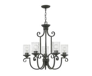 Lampadario Pendelleuchte Metallo Vetro E27 B:63,5 CM Nero Antico