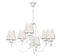 Lampadario Pendelleuchte Pranzo Tessuto Schermo Motivo Floreale 6x E14 Lampada