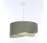 Lampadario Pendente Boho E27 Rotondo D: 45 Cm Bianco Verde Crema Tessuto Moderno
