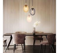 Lampadario Pendente Colore Oro Vetro Ambra Colore Fumè D 36 Cm [EEK: Inaditato]