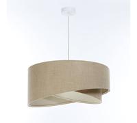 Lampadario Pendente E27 Rotondo D: 50 Cm Bianco Naturale Tessuto Soggiorno Boho