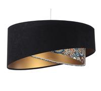 Lampadario Pendente E27 Rotondo D: 50 Cm Bianco Nero Colorato Stampa Tessuto
