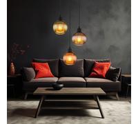 Lampadario Pendente Lampada Da Pranzo 3 Fiamme Retro Vetro 120 Cm [EEK: Non valutato]