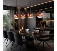 Lampadario Pendente Lampada Da Soggiorno Rame 4 Fiamme Paralumi H 120 Cm [EEK: Non valutato]