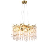 Lampadario Pendente Oro Con Cristalli Di Vetro Chiari E Ambra H 120 [EEK: Inaditato]