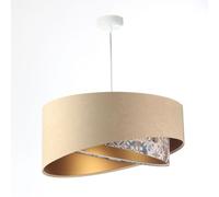 Lampadario Pendente Rotondo Beige Oro 50 Cm E27 Regolabile