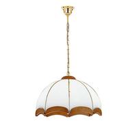 Lampadario Pendente Rustico B: 46 Cm Metallo Vetro In Oro Bianco Marrone 3x E27