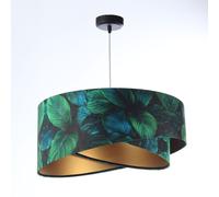 Lampadario Pendente Verde Oro E27 Rotondo D: 50 Cm Tropicale Tessuto Paralume
