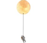Lampadario Per Camera Da Letto Per Bambini Plafoniera Lampada Da Soffitto Palla Di Latte Bianca Stampa 3D Pianeta Lunare Astronauta Plafoniera Per Camera Dei Ragazzi Lampada A Sospensione Per Bambini
