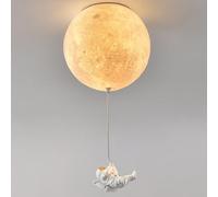 Lampadario Per Camera Da Letto Per Bambini Plafoniera Lampada Da Soffitto Palla Di Latte Bianca Stampa 3D Pianeta Lunare Astronauta Plafoniera Per Camera Dei Ragazzi Lampada A Sospensione Per Bambini