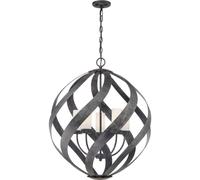 Lampadario Per Esterno Nordico Blacksmith Acciaio Nero Antico Vetro 5 Luci E14