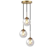 Lampadario per lampada a sospensione a sfera in vetro ambra, ottone industriale vintage 3-fläming cluster a sospensione a pendente 3-fläming, soffitto a soffitto E27 per soggiorno ( Color : Amber )