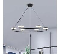 Lampadario per Soggiorno Rotondo in Ferro Nero, Lampada a Sospensione per Ufficio, Lampada a Sospensione LED Multi-Luce - Lampadario
