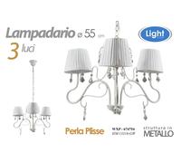 LAMPADARIO PERLA PLISSE 3 LUCI METALLO CIONDOLI CLASSICO MODERNO COPPE IN TELA [EEK: 10 stelle]