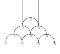 Lampadario Pholc Bounce 169 in Vetro Nero e Nero