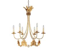 Lampadario Plafoniera a Sospensione Acciaio Oro D 76,2 CM 6 Fiamma