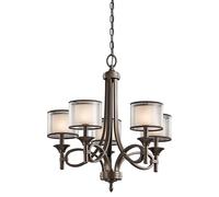 Lampadario Plafoniera Luce a Sospensione Lino Acciaio Ottone 5 Fiamma D 63,5 CM [EEK: Non valutato]