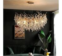 Lampadario Plafoniera per Sala da Pranzo Post Lustre K9 Crystal LED Lampadario Soggiorno G9 Lampadario A Sospensione Lampade A Sospensione in Alluminio Dorato, 3 Changeable, Round D60cm 8 Light