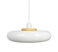 Lampadario Planet con Anello in Legno/ Bianco