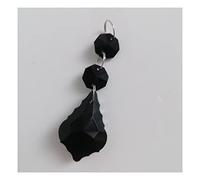 Lampadario Prismi Cristallo 6 pezzi di cristallo nero 38 mm a forma di foglia d'acero ciondolo a goccia ghirlanda di perline ottagonale da appendere (Color : Chrome ring)