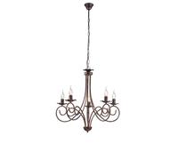 Lampadario Provenzale Candelabro Alma 5 Luci Ferro Battuto Nero E Rame