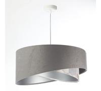 Lampadario Regolabile In Tessuto Ø 50 Cm Grigio Beige Argento E27 Moderno