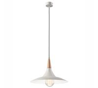 Lampadario Retro Bianco Metallo Legno E27 TRIXIE Per Tavolo Da Pranzo Cucina