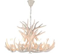 Lampadario retrò Marrone Bianco Resina Corna lampadario Illuminazione Lusso lampadari v-intage compatibili con apparecchi di Illuminazione Compatible with la casa,Illuminazione a soffitto