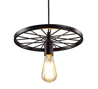 Lampadario retrò ruota carrello, lampada da soffitto vintage loft lampada a sospensione in metallo E27 portalampada rotondo ferro lampada da soffitto lampada a sospensione retrò creativo soggiorno