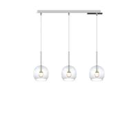 Lampadario Rettangolare Contemp Future Metallo Cromo Vetro Trasp. 3 Luci E27