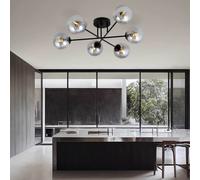 Lampadario Roma 6 Nero con sfere Grafite E14 da soffitto