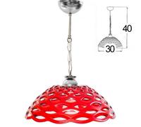 LAMPADARIO ROSSO TRAFORATO RED MODERNO Lampada a Sospensione ACRILICO 4030 cm [EEK: A]
