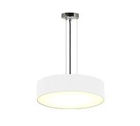 Lampadario rotondo senza tempo con paralume in tessuto di colore bianco, Ø 50 cm, copertura satinata per illuminazione antiriflesso
