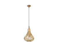 Eglo lampada a sospensione Amsfield, vintage, natura, boho, hygge, acciaio, legno in colori naturali, lampada da tavolo per sala da pranzo, lampada da soggiorno con attacco E27, Ø 35 cm