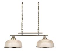 Lampadario Rustico-Country Bistrot Ii Acciaio Ottone Vetro 2 Luci E27