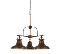 Lampadario Rustico-Country Dallas Acciaio Marrone Bianco 3 Luci E27