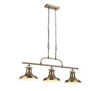 Lampadario Rustico-Country Dallas Acciaio Ottone 3 Luci E27