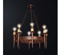 Lampadario rustico in ferro battuto a 8 luci BGA 3615 design ruota