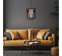 Lampadario Sala Pranzo Legno da Pavimento Griglia Metallica Nero E27 [EEK: Inaditato]