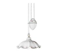 Lampadario Saliscendi Classico Belluno Ceramica E Ottone Decorato 1 Luce E27
