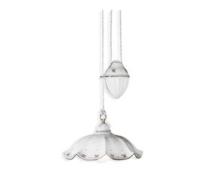 Lampadario Saliscendi Classico Belluno Ceramica E Ottone Decorato 1 Luce E27