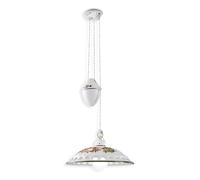 Lampadario Saliscendi Classico Napoli Ceramica E Ottone Satinato 1 Luce E27