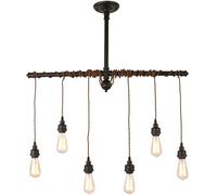 Lampadario Semplice 6 luci industriali retrò in Ferro battuto Barra plafoniera in Metallo Decorazione fienile Lampada a Sospensione Loft Dispositivo di Illuminazione,Stile Minimalista