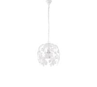 Lampadario Shabby Edera 1 Luce Ferro Battuto Bianco Con Foglie E Cristalli