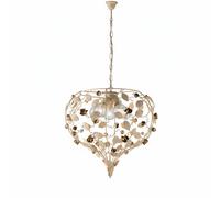 Lampadario Shabby Chic Bella Metallo Avorio Oro 5 Luci E27