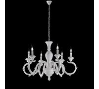 Lampadario Shabby Chic Fiorenza Legno Bianco 6 Luci E14