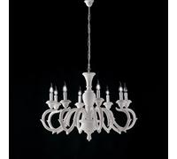 Lampadario Shabby Chic Fiorenza Legno Bianco 8 Luci E14