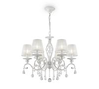 Lampadario Shabby Chic Grace Metallo Bianco 6 Luci Diffusori Pvc Bianco