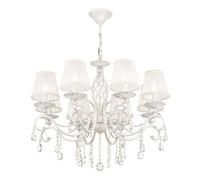 Lampadario Shabby Chic Grace Metallo Bianco 8 Luci Diffusori Bianchi